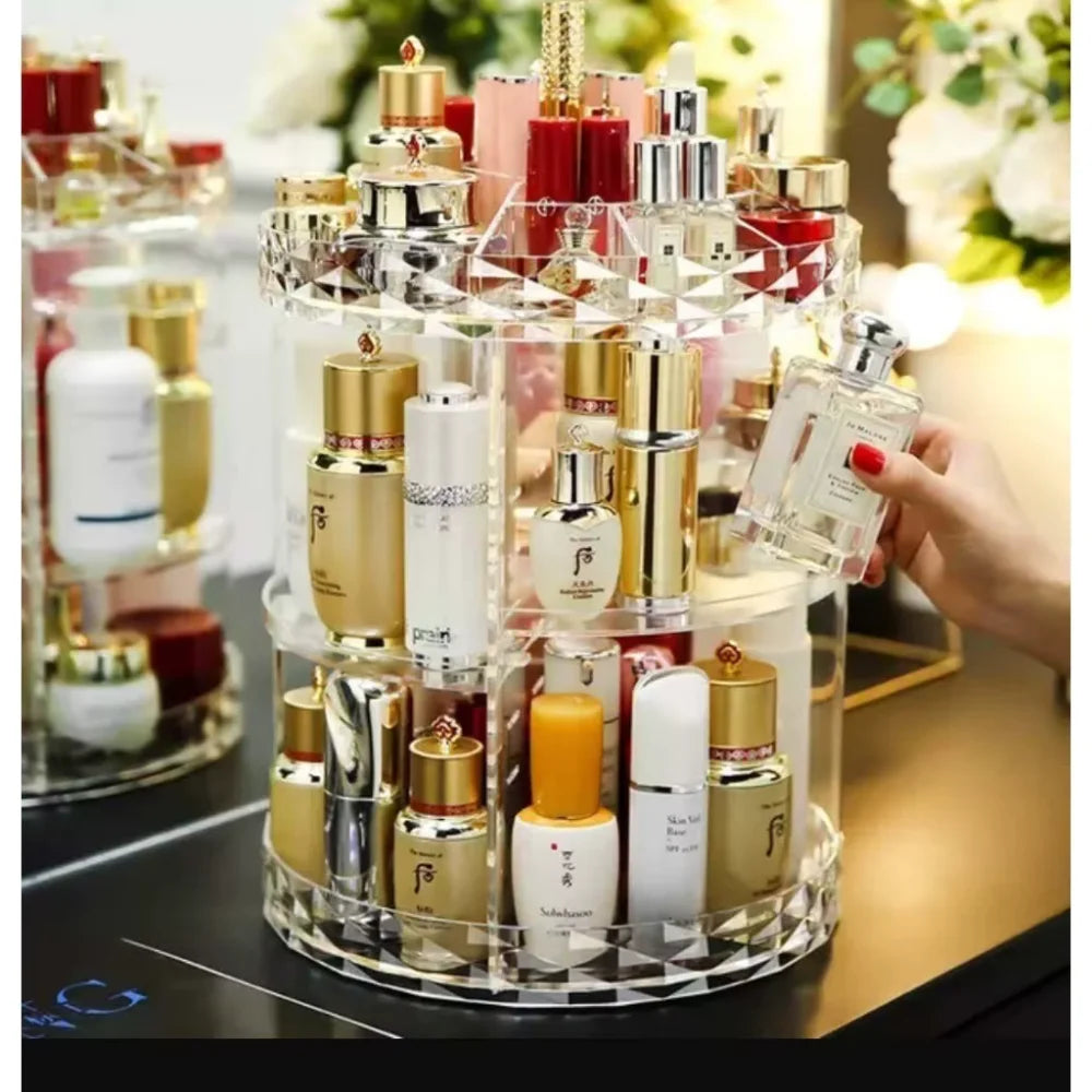 Cosmetic Perfume Makeup Organizer 360 ° Diamond Swivel Makeup Organizer