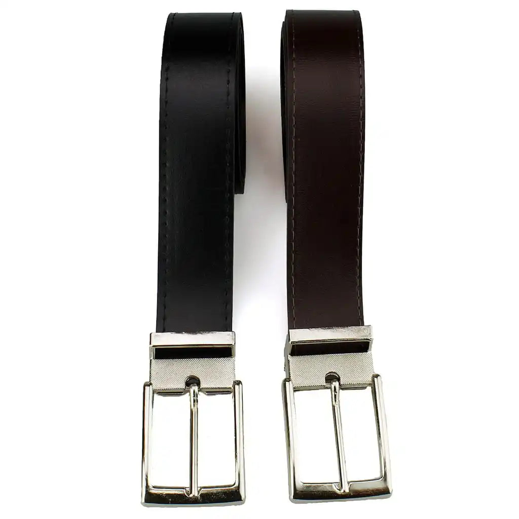 Kit 2 Belts Male Casual Synthetic Buckle Metal Black and Brown Work Ride Ready Delivery 2041