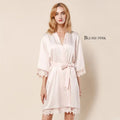 Kimono 8 Colors of Robes with Lace Cuffs and Hem Women's Nightgown Popular Pure Bathrobe Wedding Kimonos Short Soft Silky Lounge