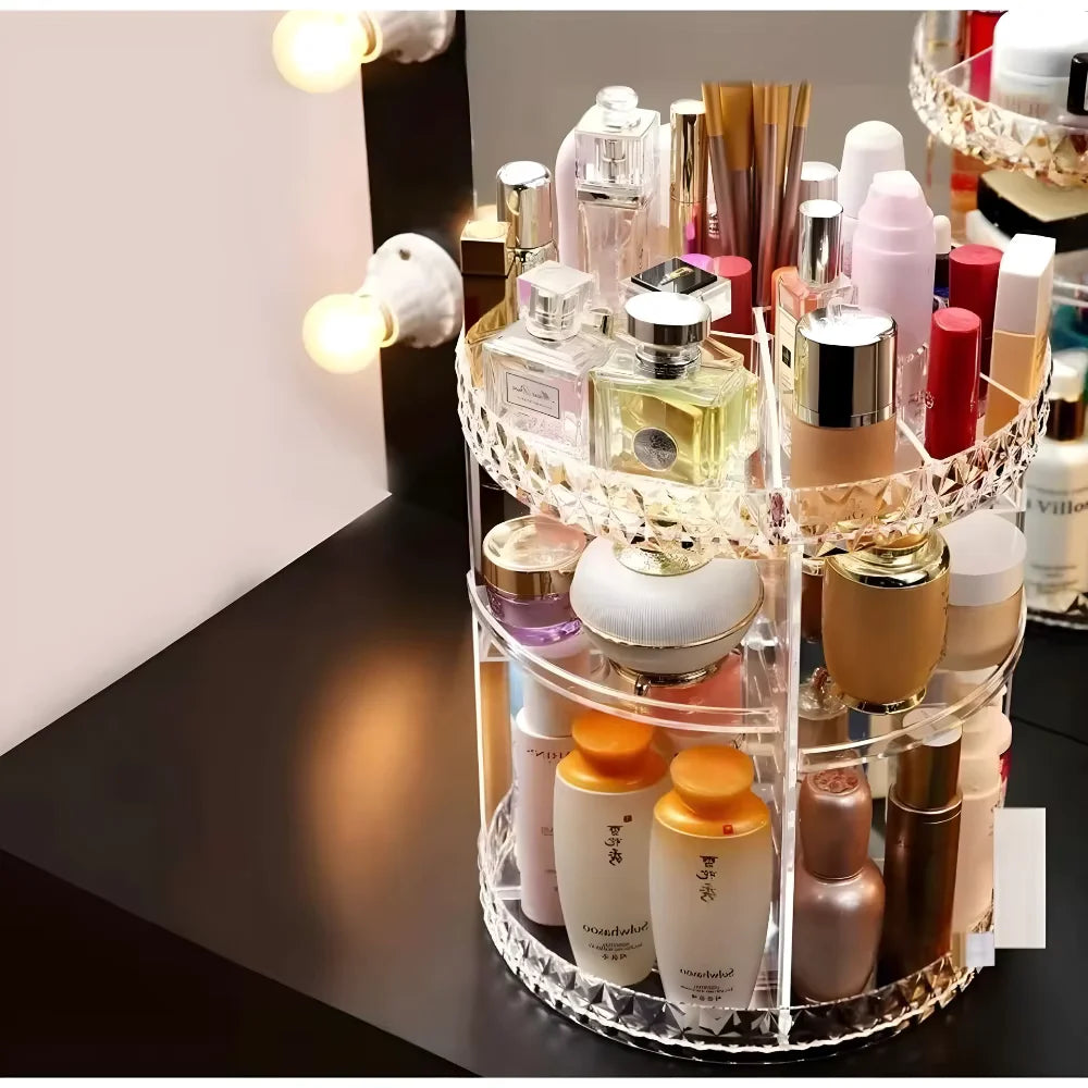 Cosmetic Perfume Makeup Organizer 360 ° Diamond Swivel Makeup Organizer