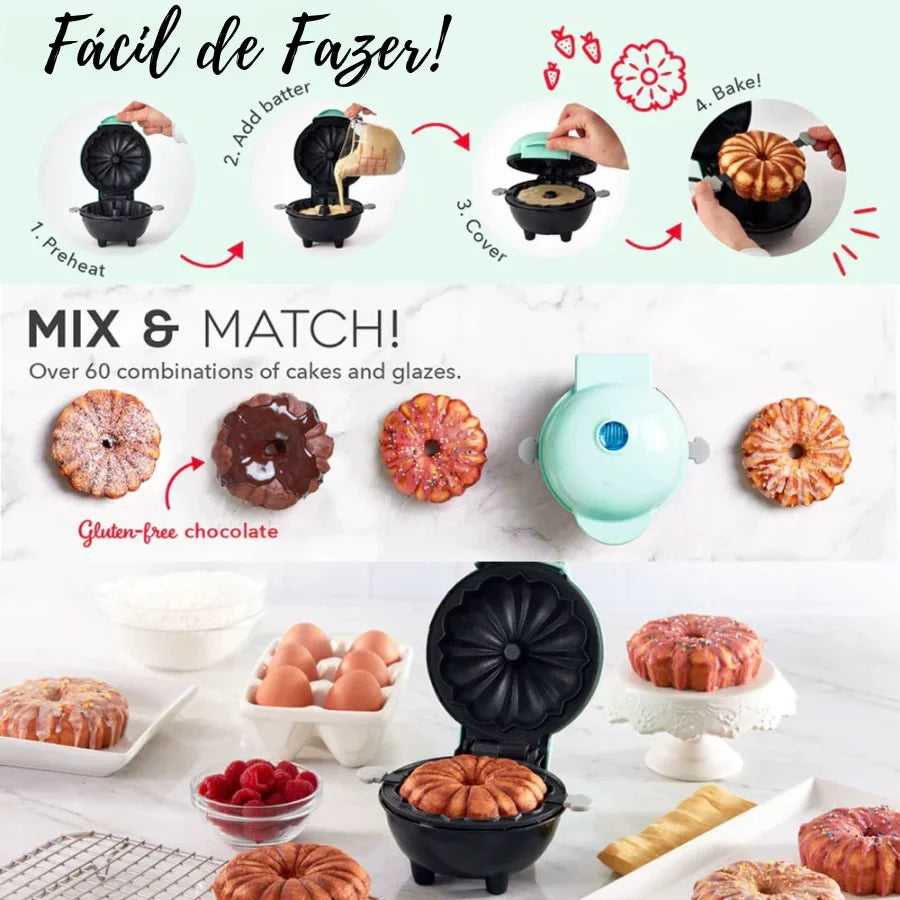 BRAZIL SHIP Mini Cake Machine Bundt Waffle Nonstick Surface Easy to Use and Wash Sweet DIY Cooking Confectionery