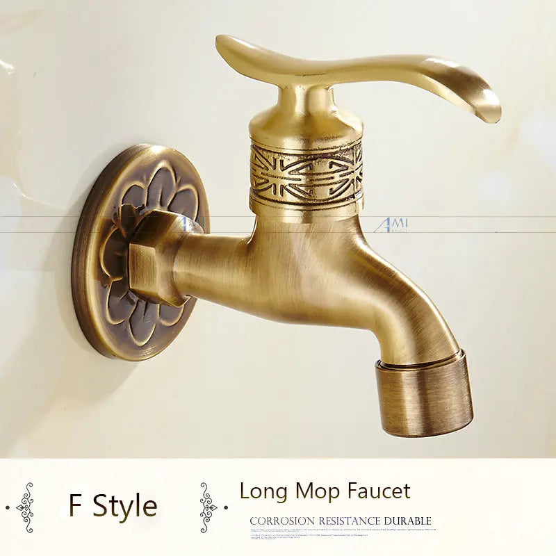 Antique Brass Dragon Carved Tap Faucet Garden Bibcock Washing Machine Faucet Outdoor Faucet Single Cold Tap 1016