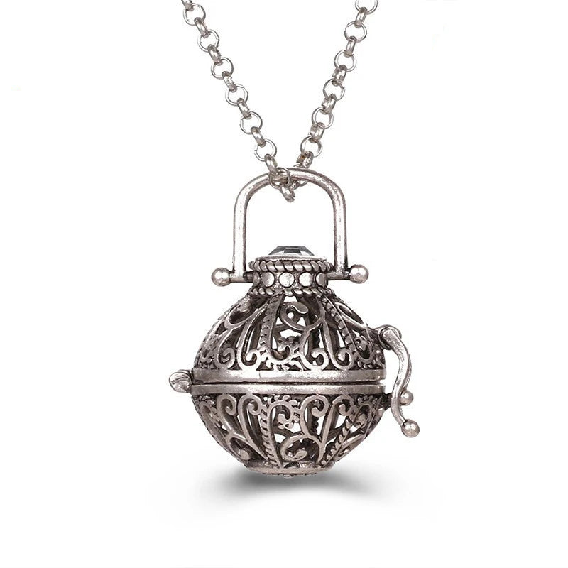 Multiple Style Mexico Chime Angel Wings Music Ball Necklace Vintage Perfume Locket Necklace Aromatherapy Oil Diffuser Wholesale