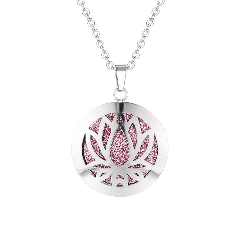 Women New Simple Aromatherapy Essential Oil Diffuser Locket  Perfume Necklace 316L Stainless Steel Locket with Felt Pads