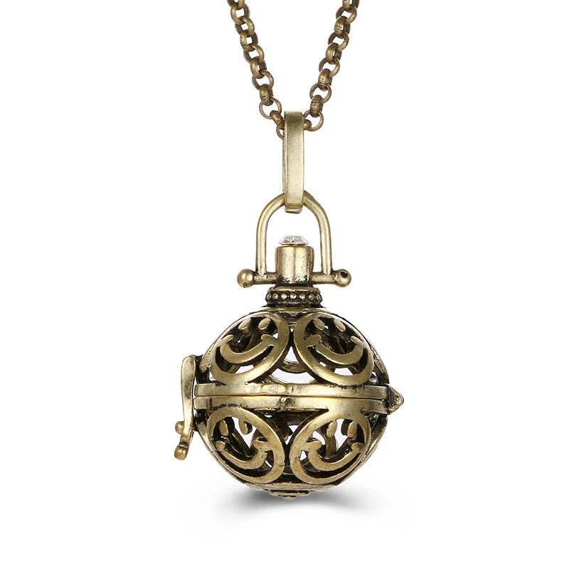 Multiple Style Mexico Chime Angel Wings Music Ball Necklace Vintage Perfume Locket Necklace Aromatherapy Oil Diffuser Wholesale
