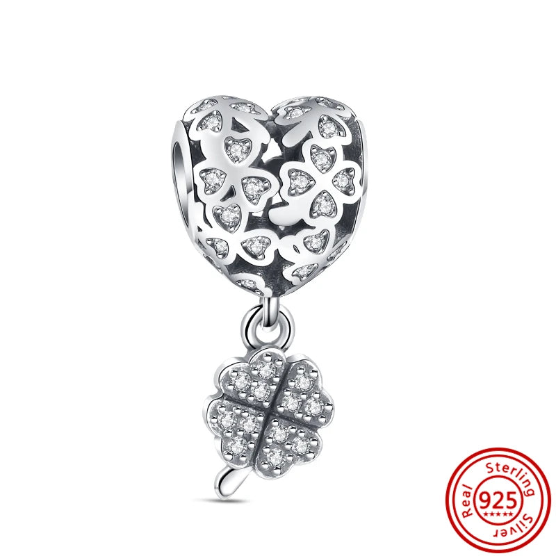 HOT Pink Heart Cat Design Bangles DIY Charms Beads Wholesales 925 Sterling Silver Bracelet Designer Charms Beads Jewelry Making