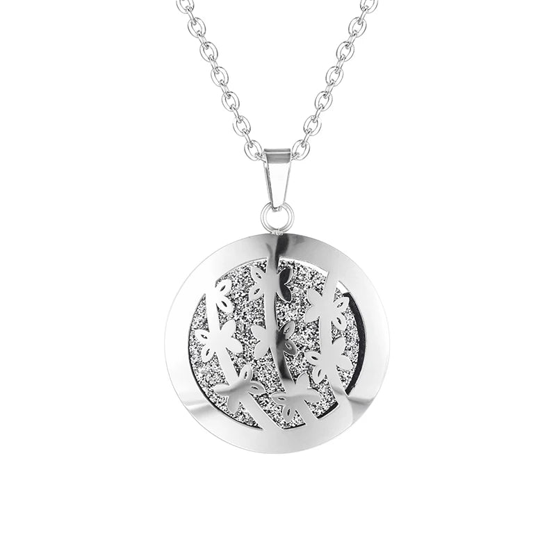 Women New Simple Aromatherapy Essential Oil Diffuser Locket  Perfume Necklace 316L Stainless Steel Locket with Felt Pads
