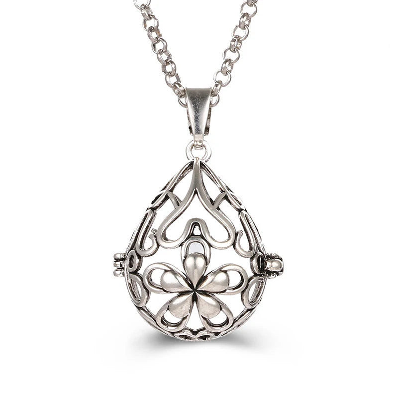 Multiple Style Mexico Chime Angel Wings Music Ball Necklace Vintage Perfume Locket Necklace Aromatherapy Oil Diffuser Wholesale