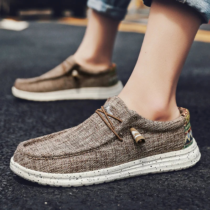MAZ Canvas Men's Loafers Slip-On Lazy One-Step Shoes for Couples Comfortable Slip-On Men's Canvas Shoes