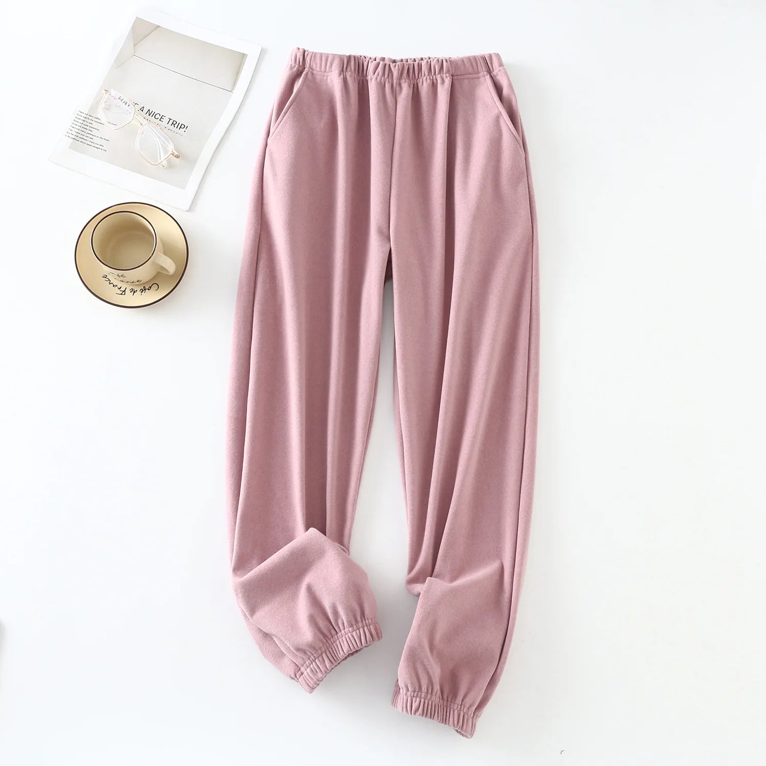 2023 Hot Sale Autumn and Winter Women's High Waist Long Velvet Pants Bunch Leg Trousers Ladies Casual Sport  Pants
