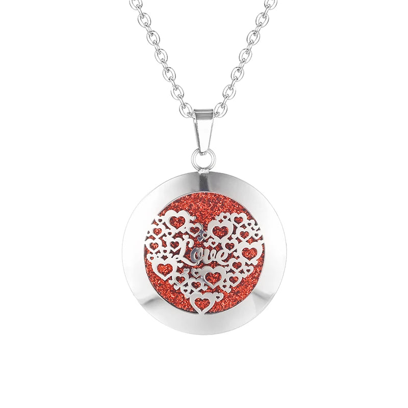 Women New Simple Aromatherapy Essential Oil Diffuser Locket  Perfume Necklace 316L Stainless Steel Locket with Felt Pads