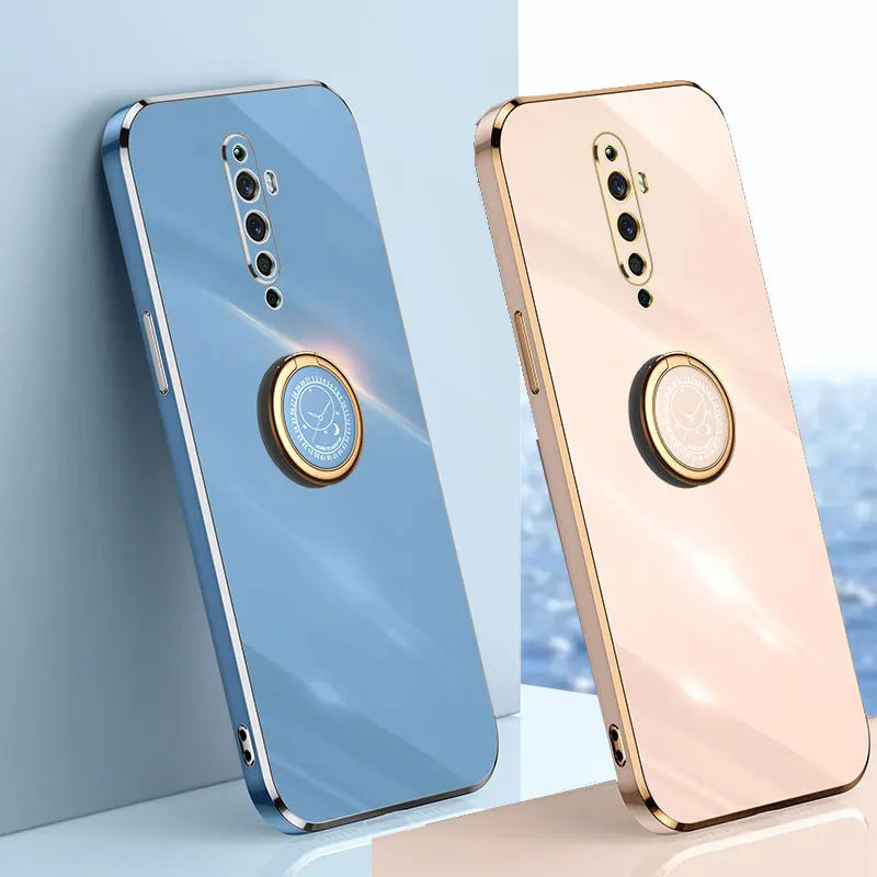 Luxury Plating Stand Holder Soft Phone Case For OPPO Reno2 Z F Cover Protection Shockproof OPPO Reno 2 2Z 2F Fundas Capa 7 Color