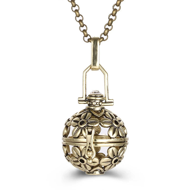 Multiple Style Mexico Chime Angel Wings Music Ball Necklace Vintage Perfume Locket Necklace Aromatherapy Oil Diffuser Wholesale
