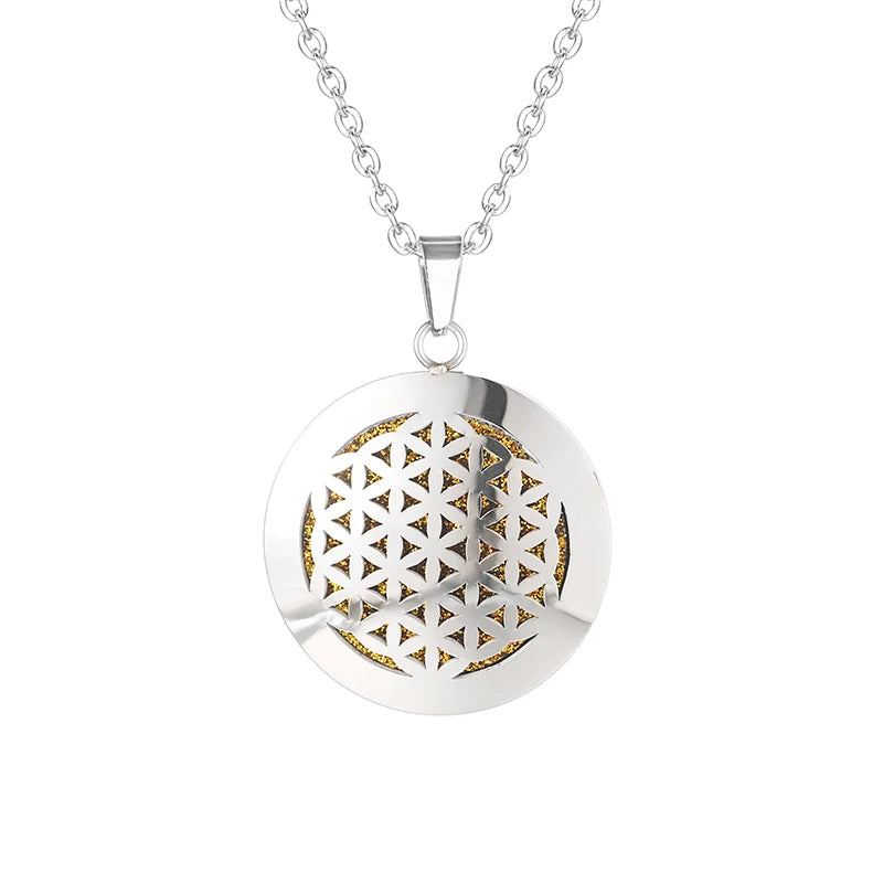 Women New Simple Aromatherapy Essential Oil Diffuser Locket  Perfume Necklace 316L Stainless Steel Locket with Felt Pads
