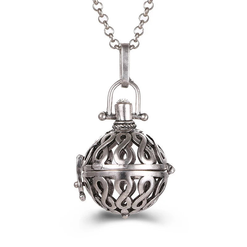 Multiple Style Mexico Chime Angel Wings Music Ball Necklace Vintage Perfume Locket Necklace Aromatherapy Oil Diffuser Wholesale