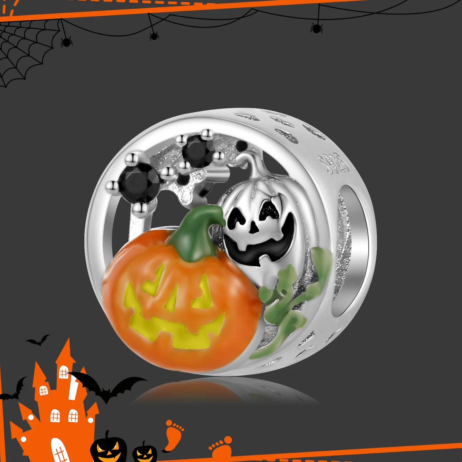 Fashion Gift 925 Sterling Silver Magic Skull Pumpkin Pendant Beads Halloween Jewelry Charm for Women Bracelet DIY Dropshipping