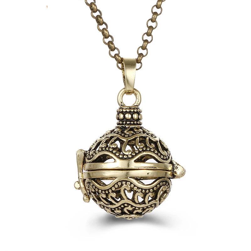Multiple Style Mexico Chime Angel Wings Music Ball Necklace Vintage Perfume Locket Necklace Aromatherapy Oil Diffuser Wholesale