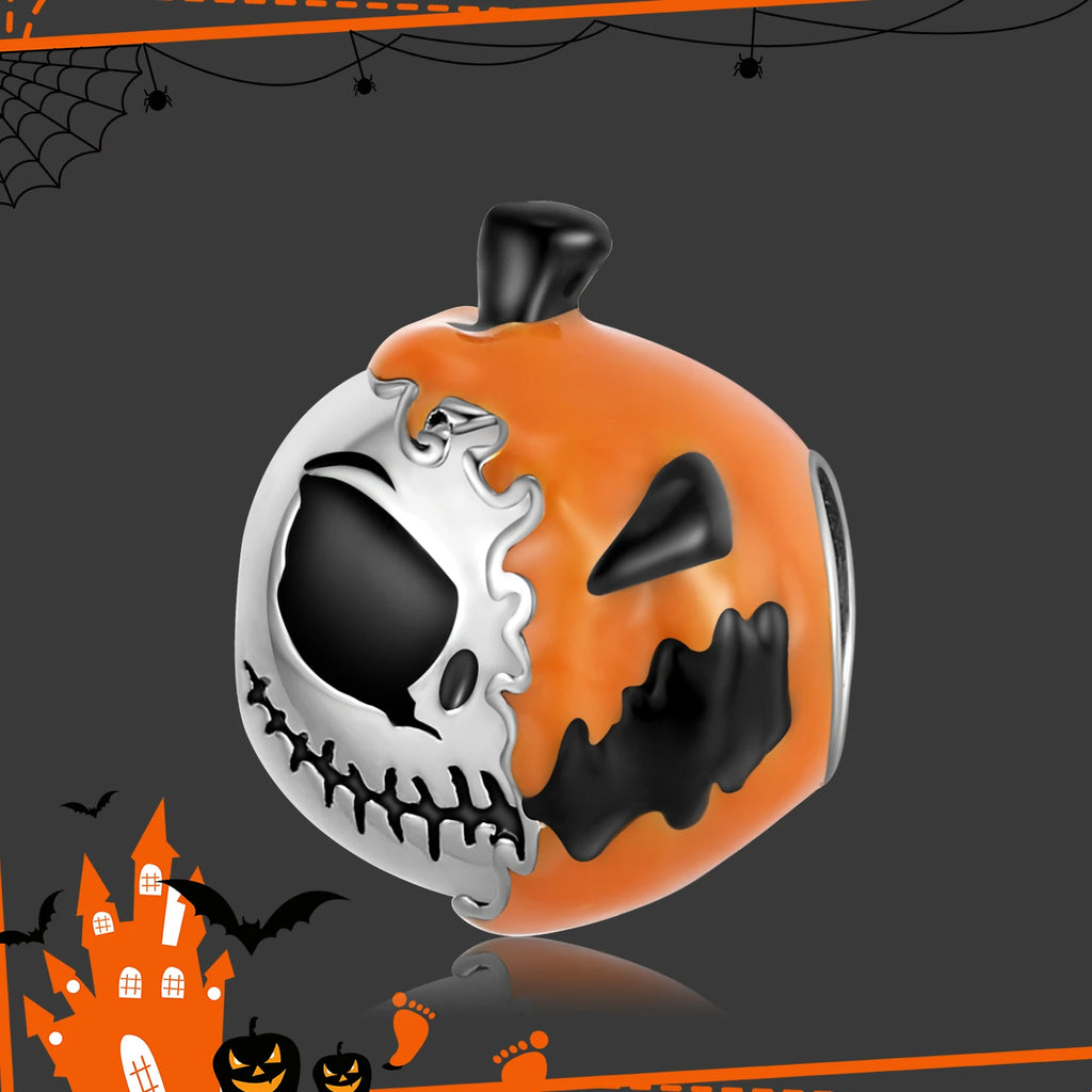 Fashion Gift 925 Sterling Silver Magic Skull Pumpkin Pendant Beads Halloween Jewelry Charm for Women Bracelet DIY Dropshipping