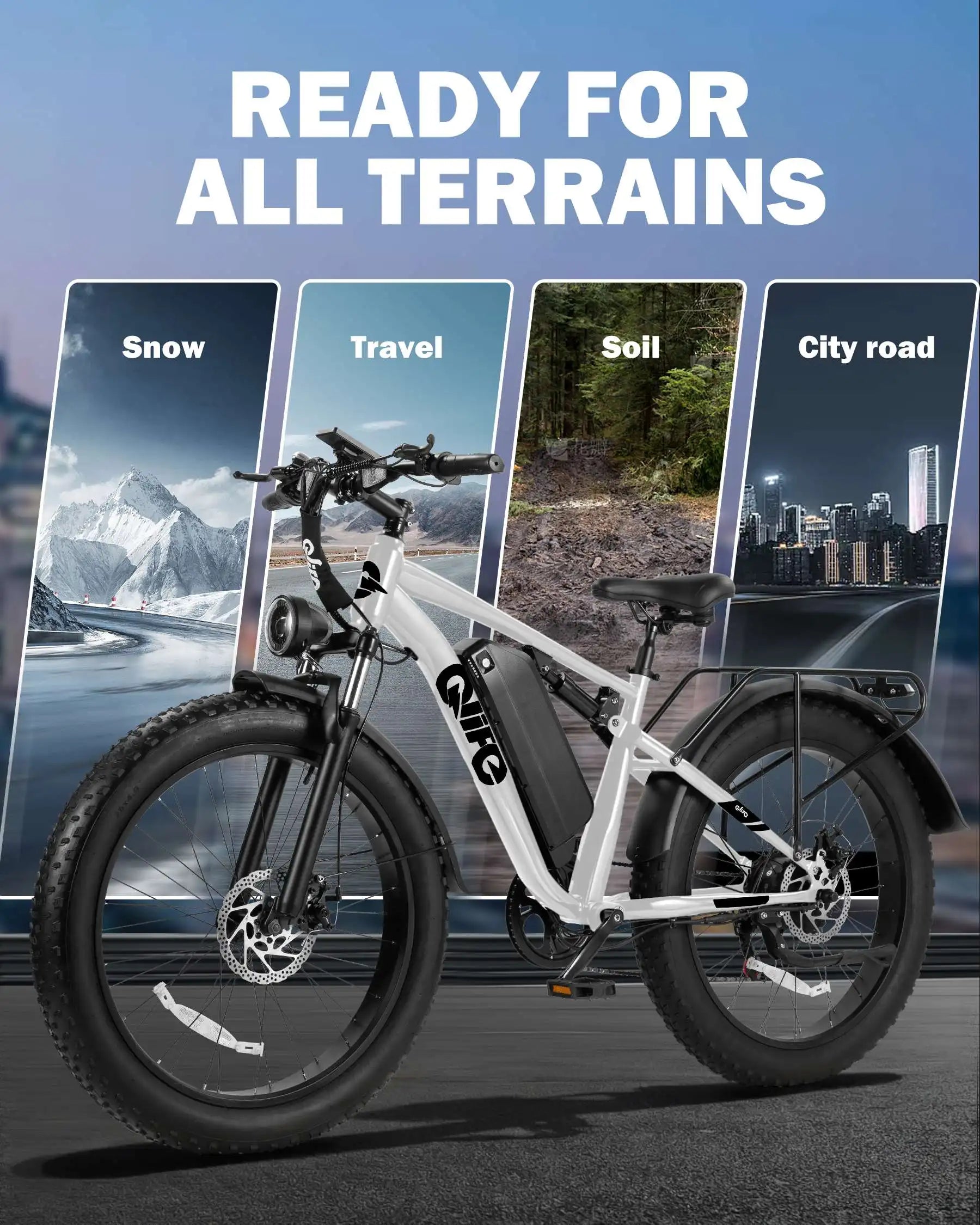 Qlife Racer Plus Fast Long Range 26 Inch 48v 750W Fat Tire Electric Mountain Bicycle