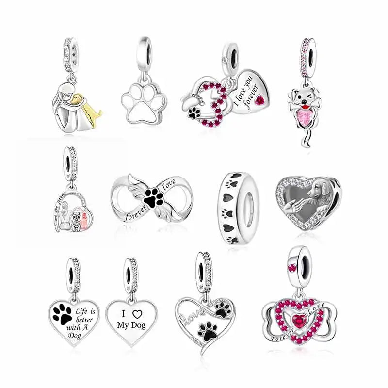 Pan Charms Bracelet Bead 925 Sterling Silver Angel Dog Paw Baby Foot Infinity Love Bead Fit Original for Women Jewelry Making