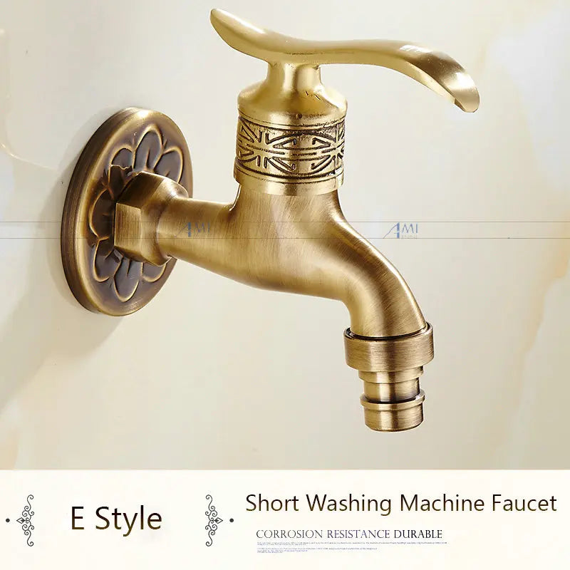 Antique Brass Dragon Carved Tap Faucet Garden Bibcock Washing Machine Faucet Outdoor Faucet Single Cold Tap 1016