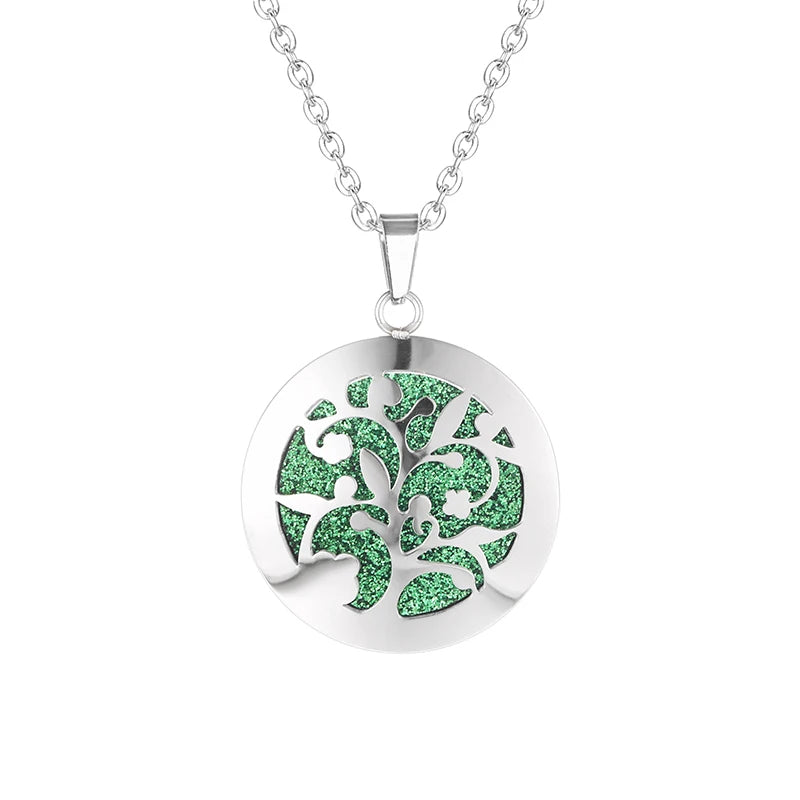 Women New Simple Aromatherapy Essential Oil Diffuser Locket  Perfume Necklace 316L Stainless Steel Locket with Felt Pads