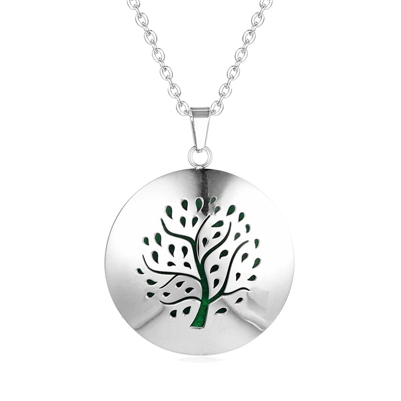 Women New Simple Aromatherapy Essential Oil Diffuser Locket  Perfume Necklace 316L Stainless Steel Locket with Felt Pads