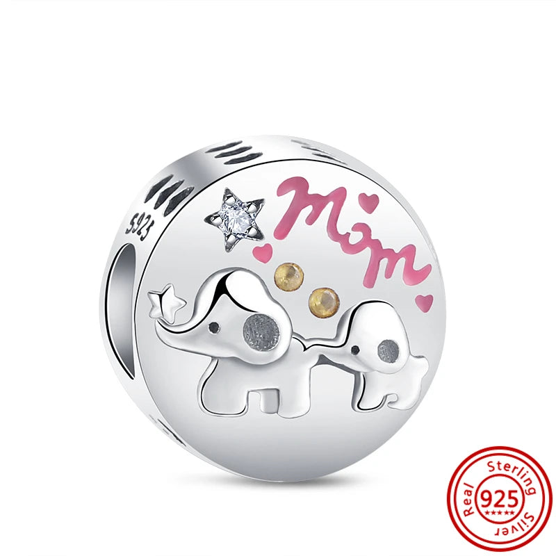 HOT Pink Heart Cat Design Bangles DIY Charms Beads Wholesales 925 Sterling Silver Bracelet Designer Charms Beads Jewelry Making