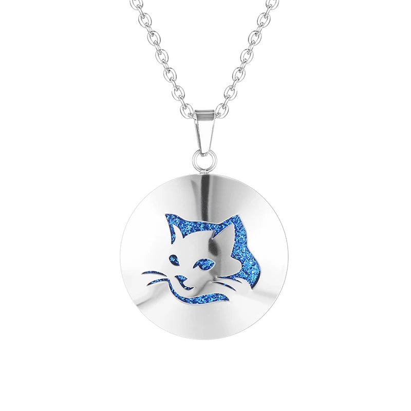 Women New Simple Aromatherapy Essential Oil Diffuser Locket  Perfume Necklace 316L Stainless Steel Locket with Felt Pads