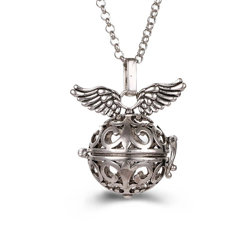 Multiple Style Mexico Chime Angel Wings Music Ball Necklace Vintage Perfume Locket Necklace Aromatherapy Oil Diffuser Wholesale