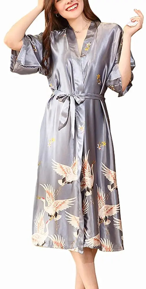 Silk Kimono Robe Bathrobe Women Satin Robe Silk Robes Night Sexy Robes Night Grow For Bridesmaid Summer Plus SizeS-XXXL 010412
