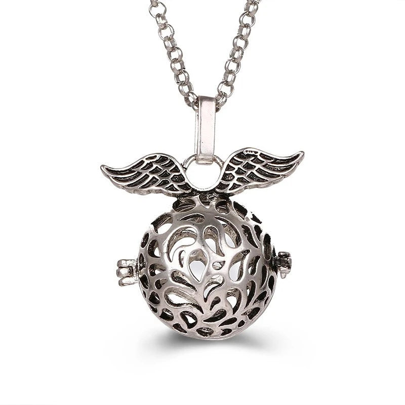 Multiple Style Mexico Chime Angel Wings Music Ball Necklace Vintage Perfume Locket Necklace Aromatherapy Oil Diffuser Wholesale