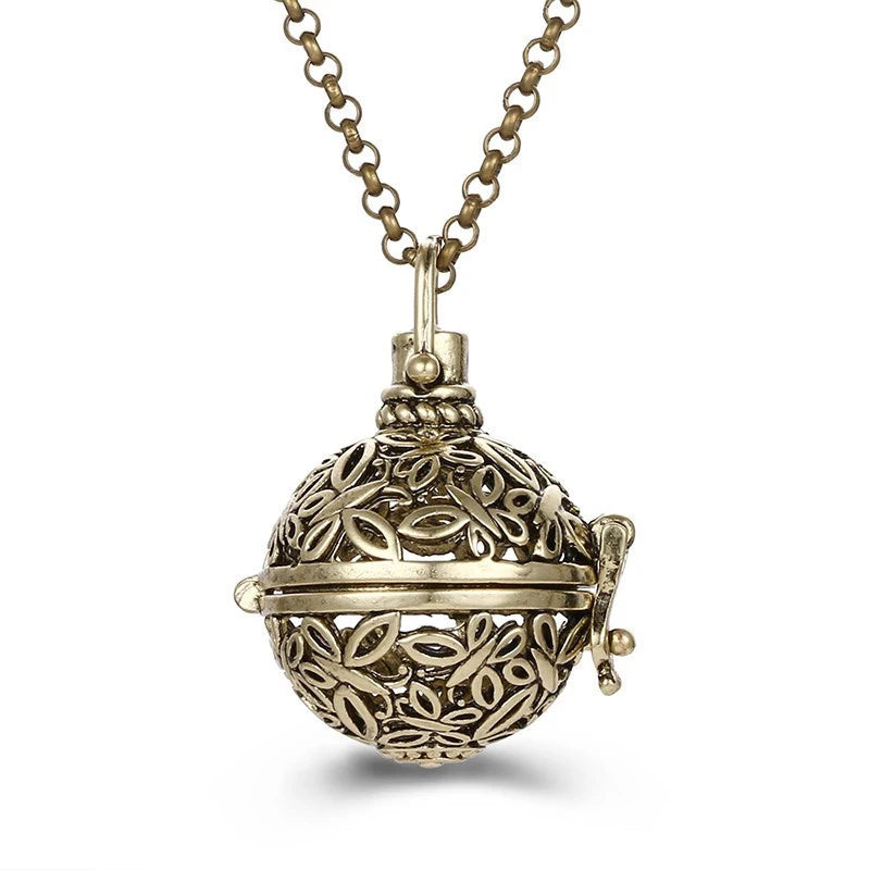 Multiple Style Mexico Chime Angel Wings Music Ball Necklace Vintage Perfume Locket Necklace Aromatherapy Oil Diffuser Wholesale