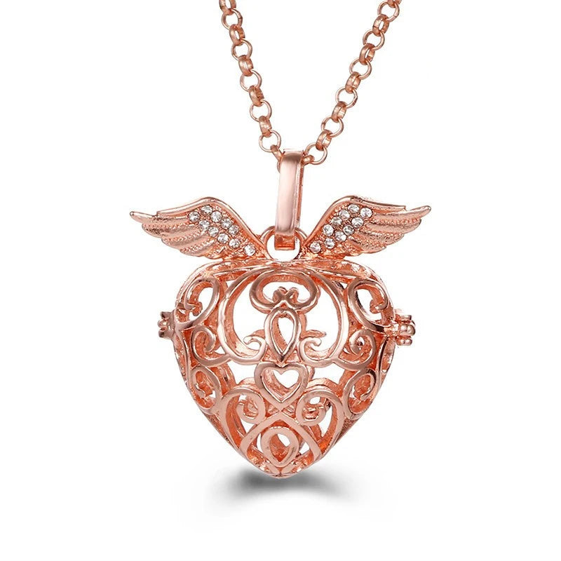 Multiple Style Mexico Chime Angel Wings Music Ball Necklace Vintage Perfume Locket Necklace Aromatherapy Oil Diffuser Wholesale