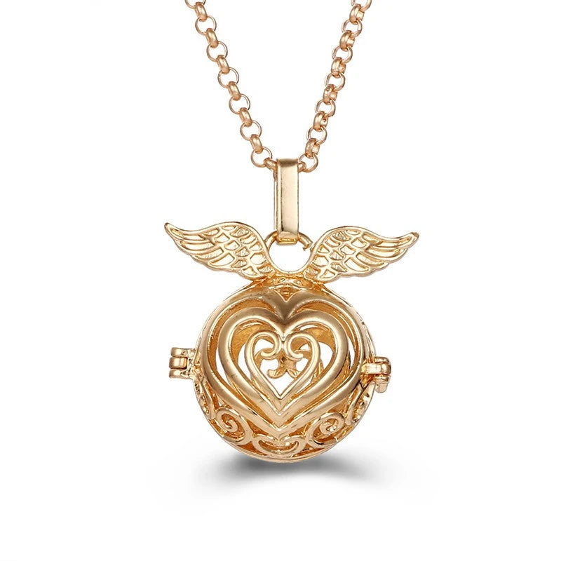 Multiple Style Mexico Chime Angel Wings Music Ball Necklace Vintage Perfume Locket Necklace Aromatherapy Oil Diffuser Wholesale