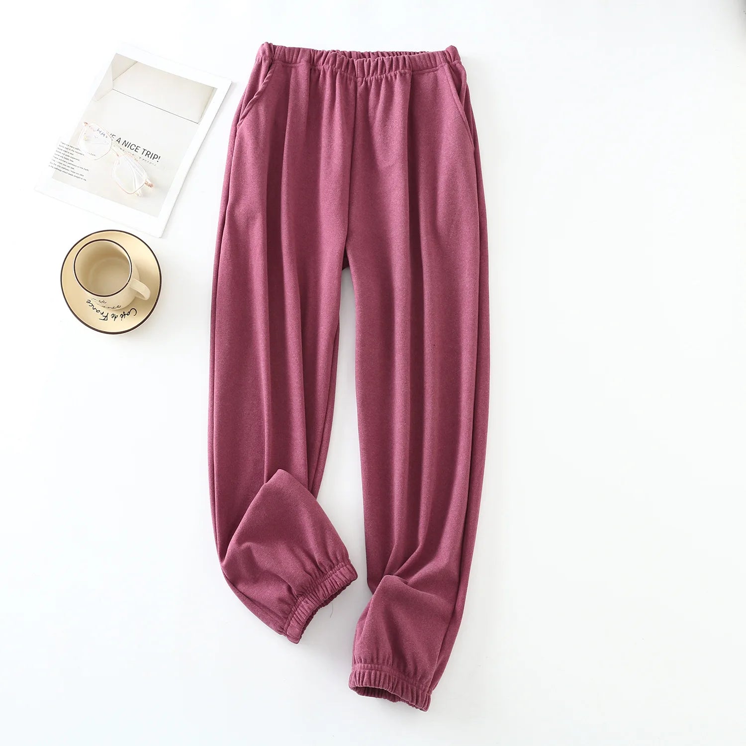 2023 Hot Sale Autumn and Winter Women's High Waist Long Velvet Pants Bunch Leg Trousers Ladies Casual Sport  Pants