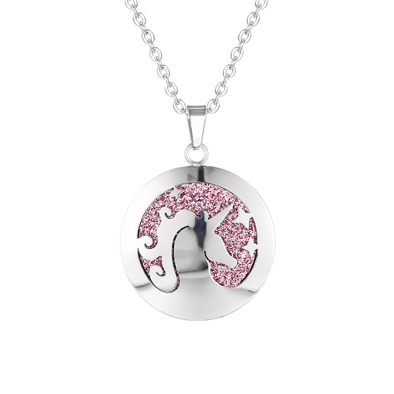 Women New Simple Aromatherapy Essential Oil Diffuser Locket  Perfume Necklace 316L Stainless Steel Locket with Felt Pads