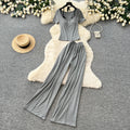 Summer Elegant 2 Piece Set for Women Halter Top And Suit Ropa Wholesale