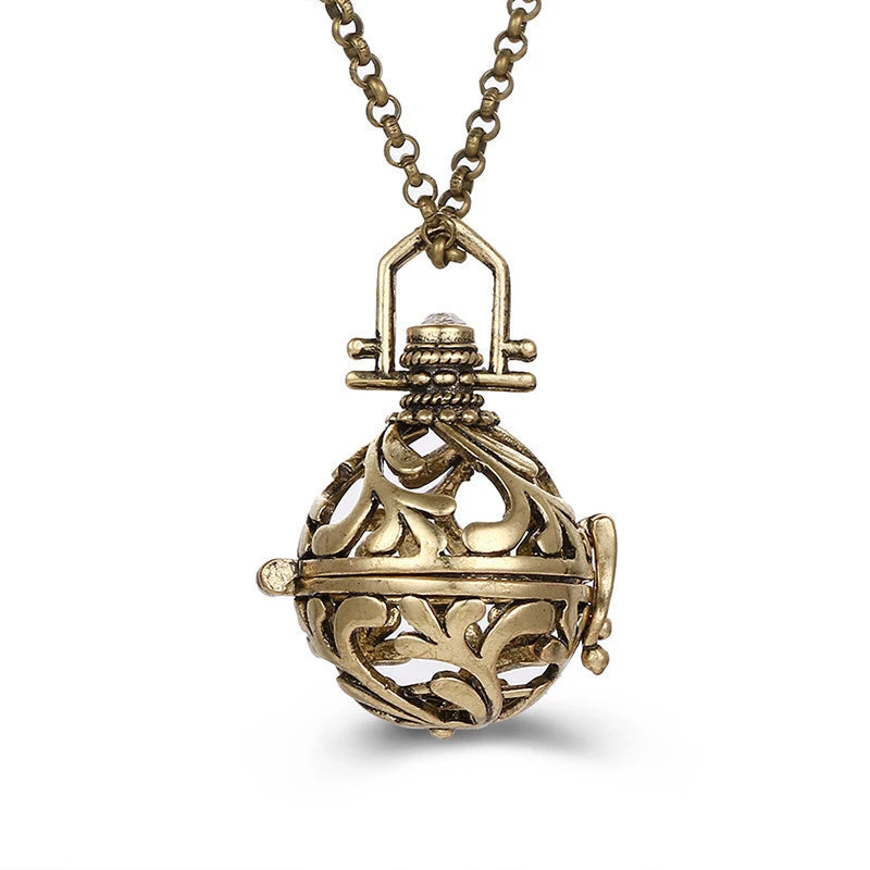 Multiple Style Mexico Chime Angel Wings Music Ball Necklace Vintage Perfume Locket Necklace Aromatherapy Oil Diffuser Wholesale