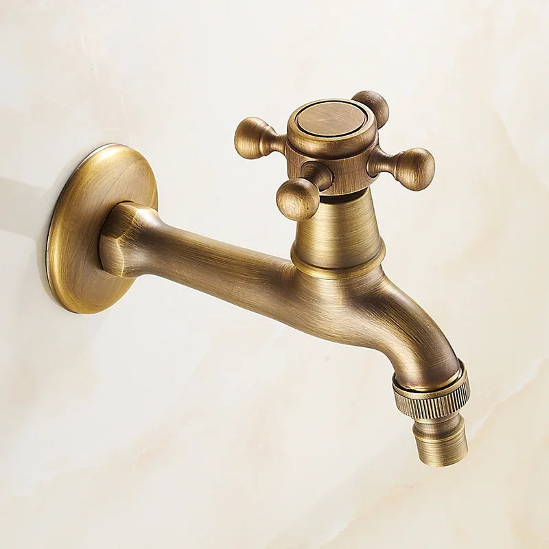 Antique Brass Dragon Carved Tap Faucet Garden Bibcock Washing Machine Faucet Outdoor Faucet Single Cold Tap 1016