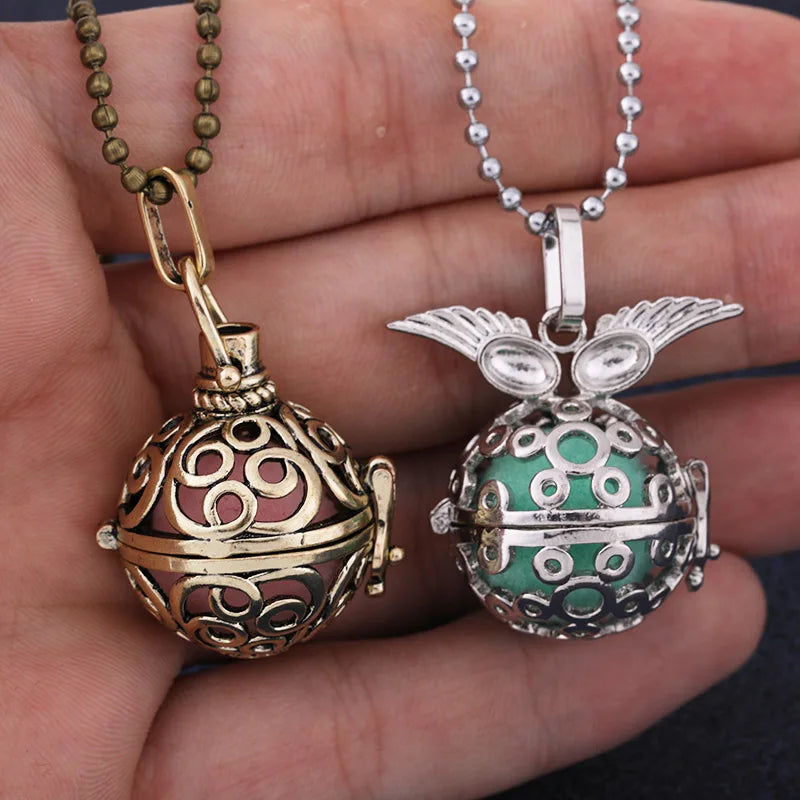 Multiple Style Mexico Chime Angel Wings Music Ball Necklace Vintage Perfume Locket Necklace Aromatherapy Oil Diffuser Wholesale
