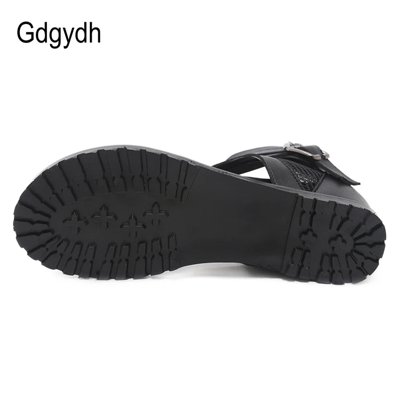 Gdgydh Summer Roman Sandals Women Zipper Design Cover Heel Lady Party Shoes Leather Open Toe Woman Sandals Flip Flops