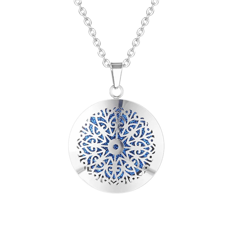 Women New Simple Aromatherapy Essential Oil Diffuser Locket  Perfume Necklace 316L Stainless Steel Locket with Felt Pads