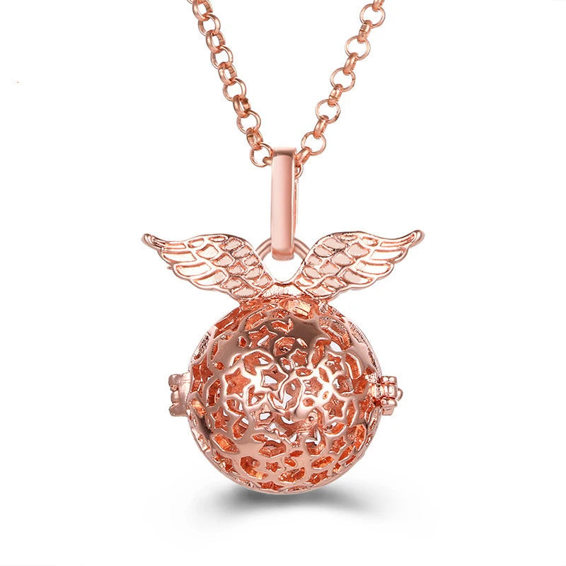 Multiple Style Mexico Chime Angel Wings Music Ball Necklace Vintage Perfume Locket Necklace Aromatherapy Oil Diffuser Wholesale