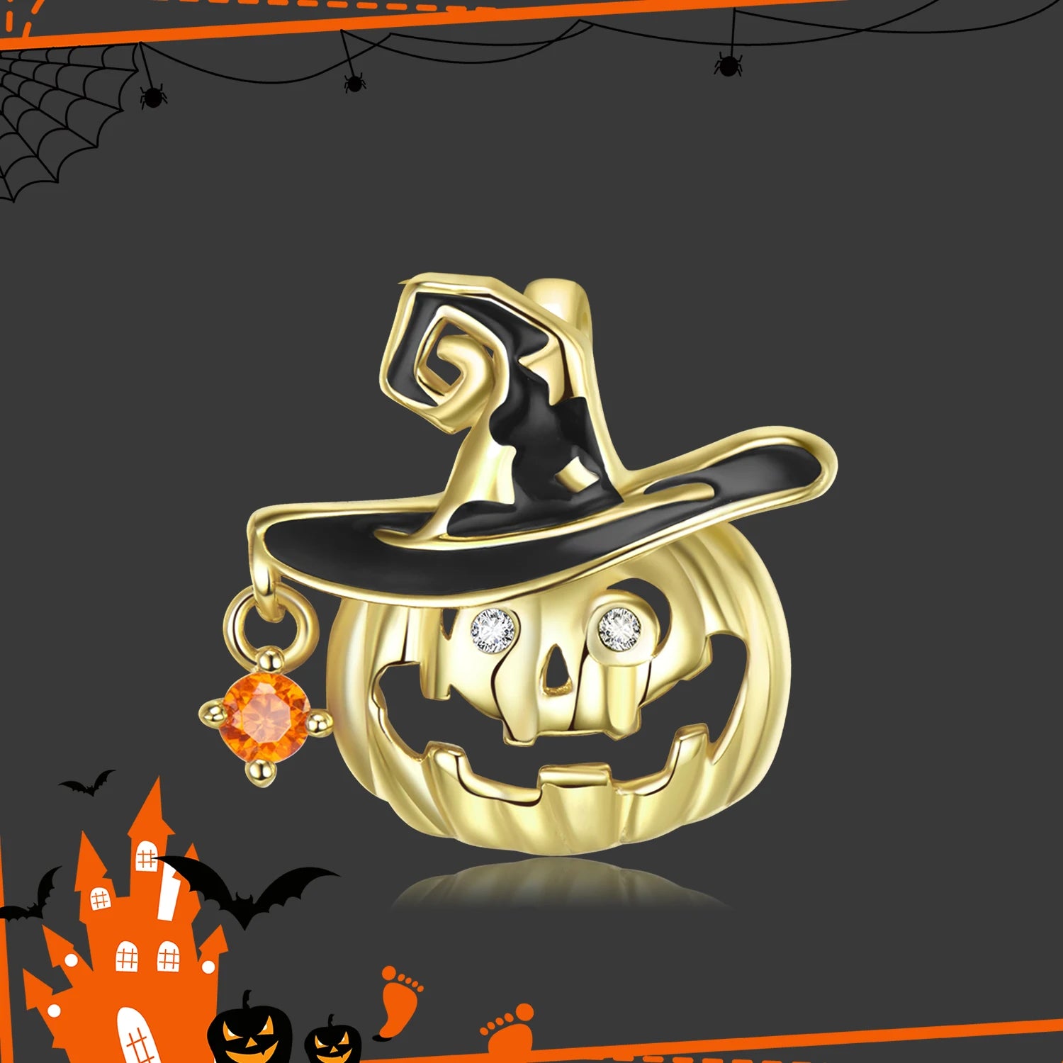 Fashion Gift 925 Sterling Silver Magic Skull Pumpkin Pendant Beads Halloween Jewelry Charm for Women Bracelet DIY Dropshipping