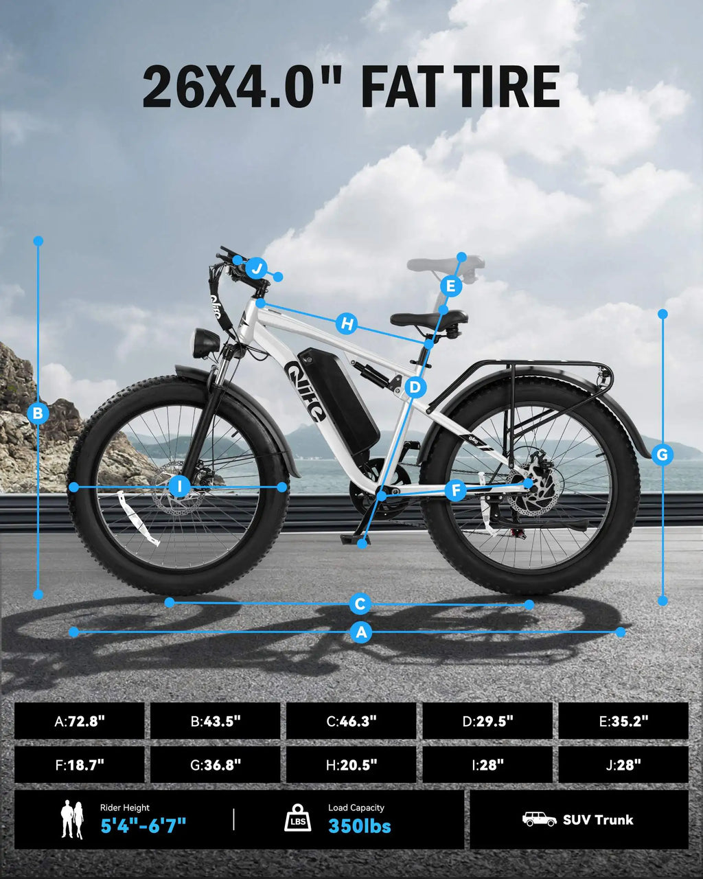 Qlife Racer Plus Fast Long Range 26 Inch 48v 750W Fat Tire Electric Mountain Bicycle