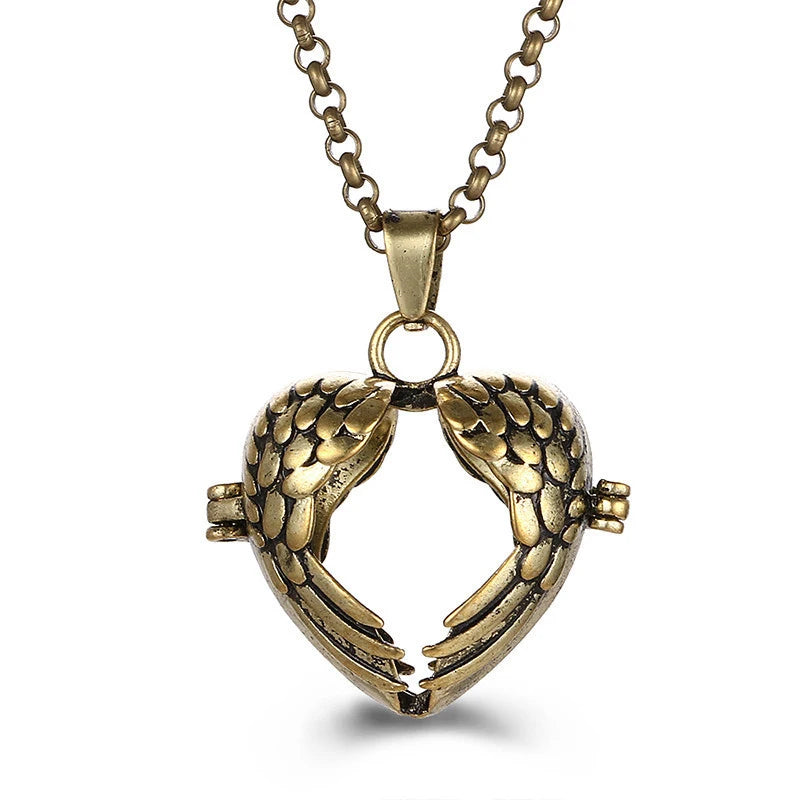 Multiple Style Mexico Chime Angel Wings Music Ball Necklace Vintage Perfume Locket Necklace Aromatherapy Oil Diffuser Wholesale