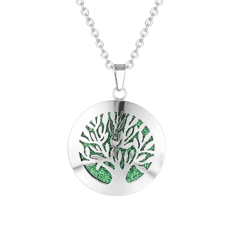 Women New Simple Aromatherapy Essential Oil Diffuser Locket  Perfume Necklace 316L Stainless Steel Locket with Felt Pads