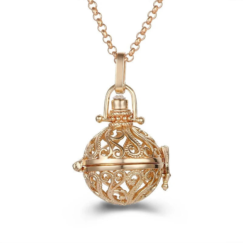 Multiple Style Mexico Chime Angel Wings Music Ball Necklace Vintage Perfume Locket Necklace Aromatherapy Oil Diffuser Wholesale