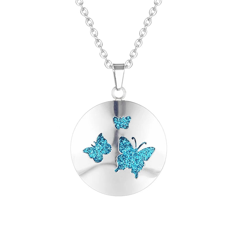 Women New Simple Aromatherapy Essential Oil Diffuser Locket  Perfume Necklace 316L Stainless Steel Locket with Felt Pads